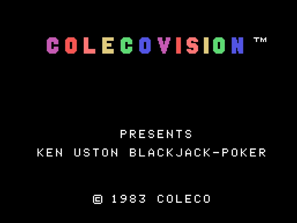 Title Screen of Ken Uston Blackjack-Poker for Colecovision